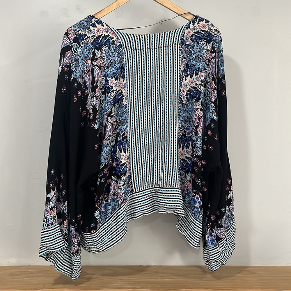 Free People Mixed Print Top in Black Combo, Size M - Picture 5 of 17